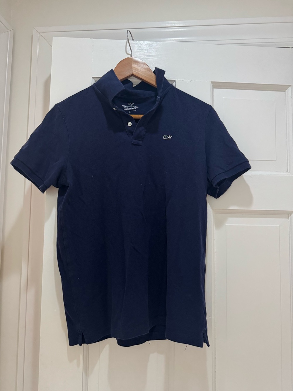 Boys Large (16) Vineyard Vines Navy Short-Sleeve Polo with Whale Logo